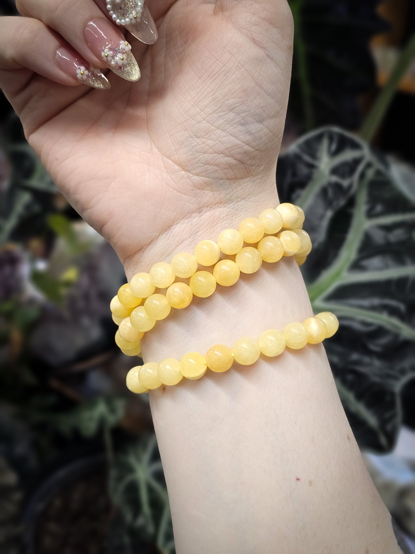 8mm Yellow Calcite Bead Bracelet
