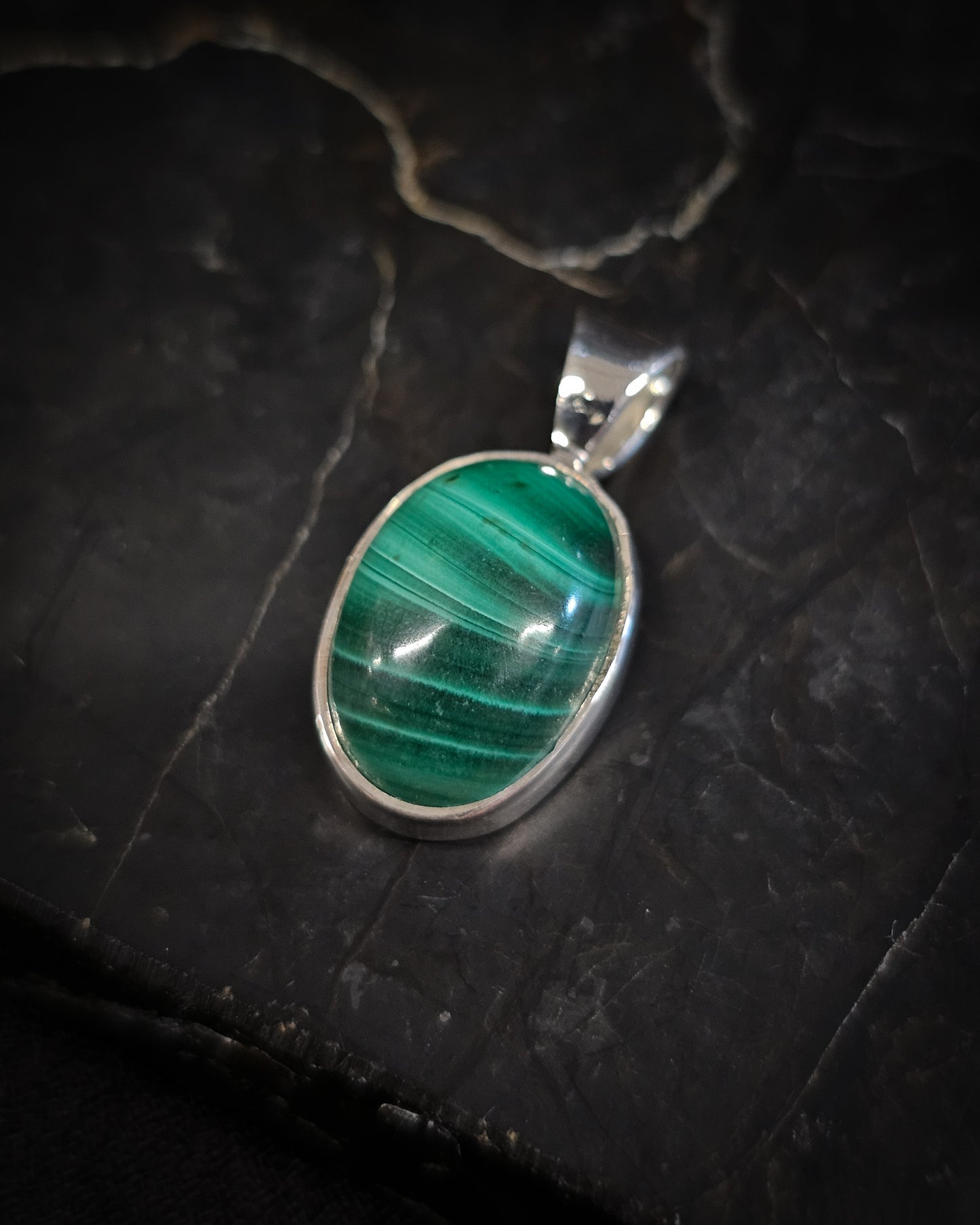 Oval Malachite Pendant