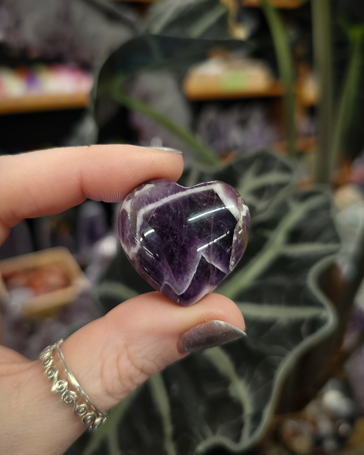 Small Chevron Amethyst Heart