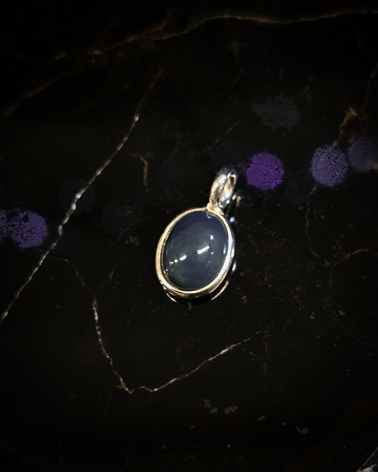 Small Oval Blue Opal Pendant