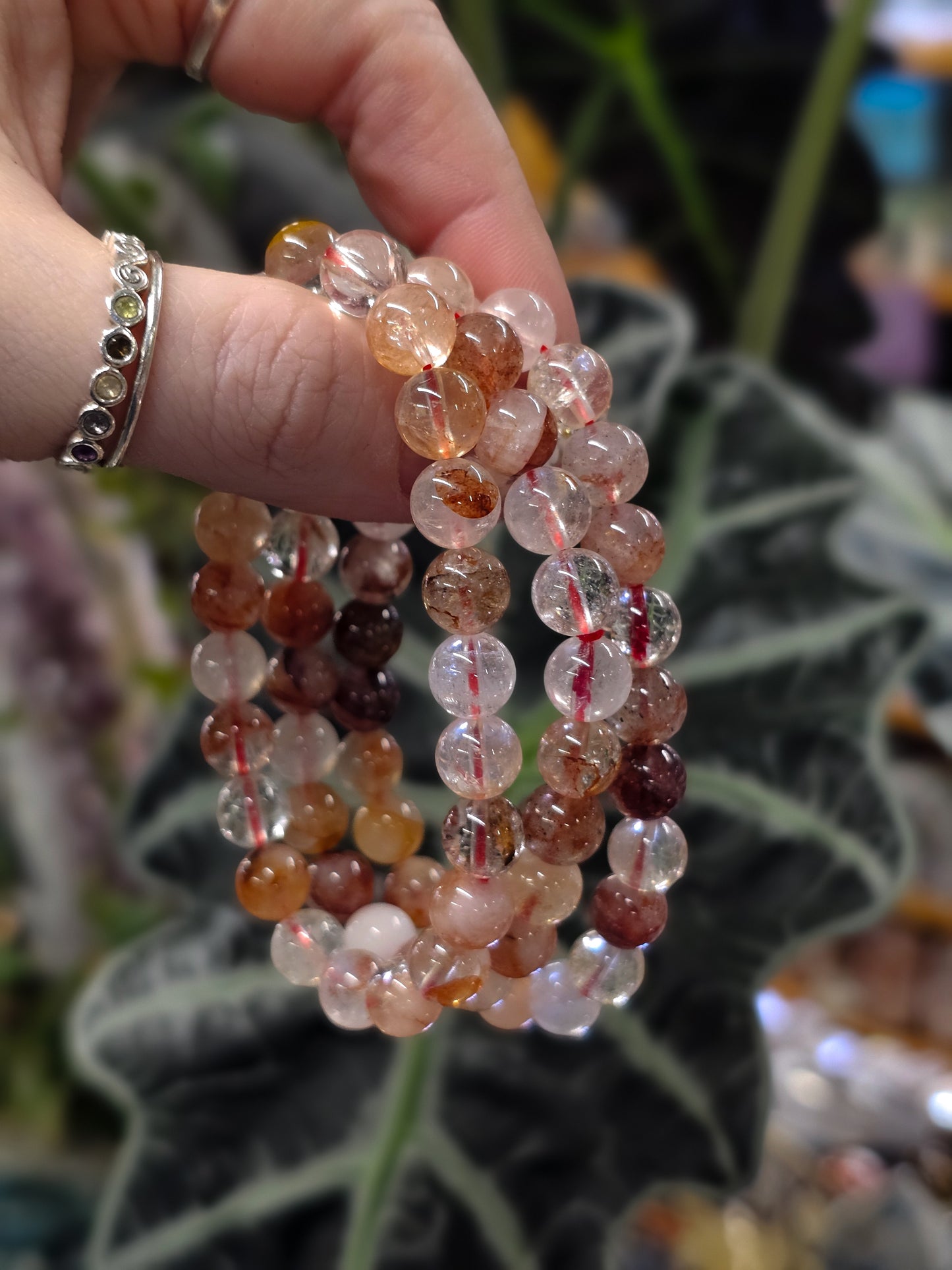8mm Fire Quartz Bead Bracelet