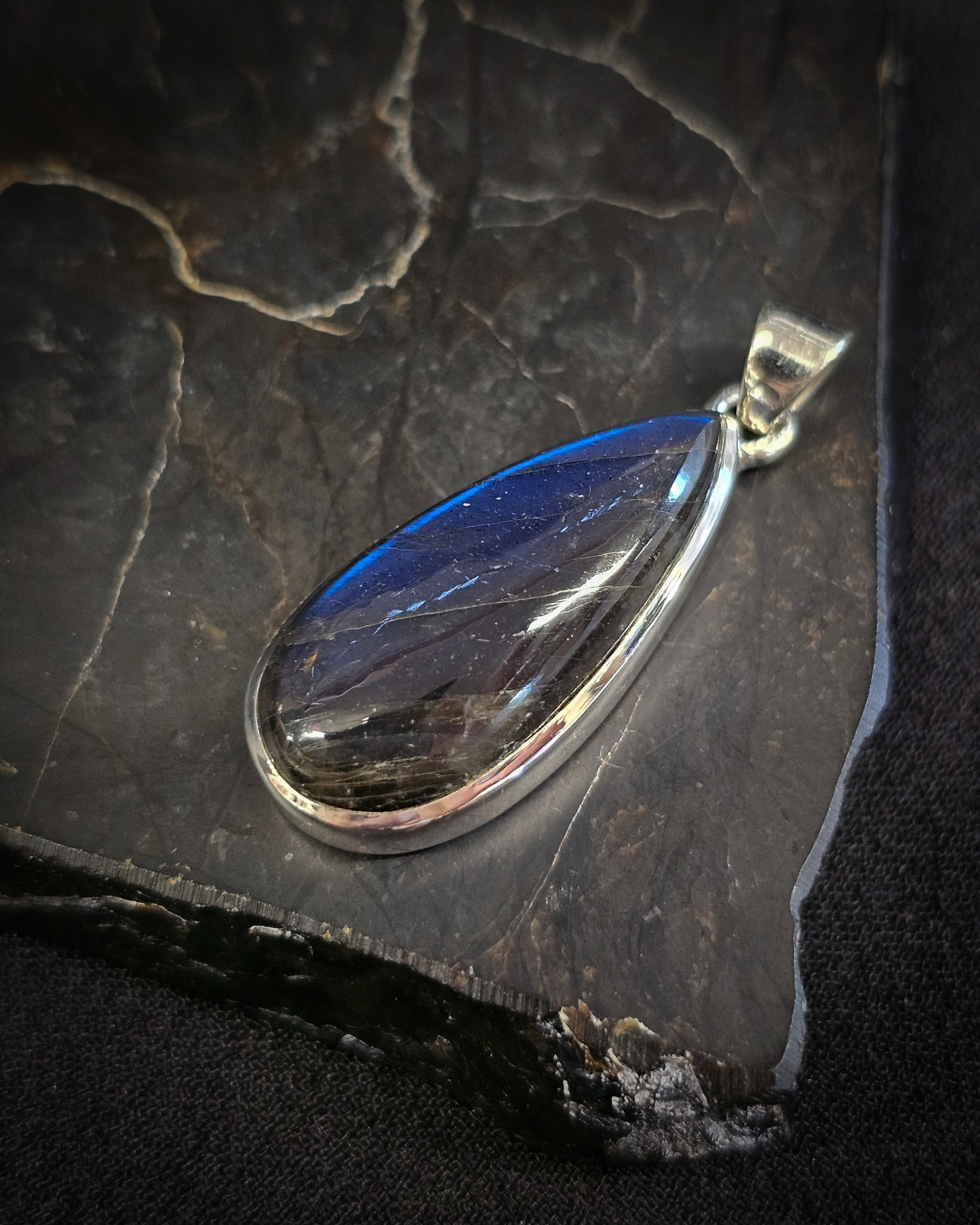 Elongated Labradorite Teardrop Pendant