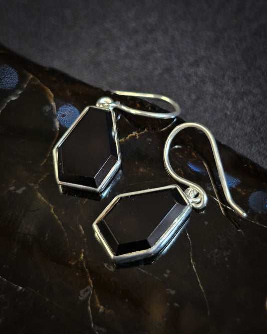 Onyx Coffin Earrings