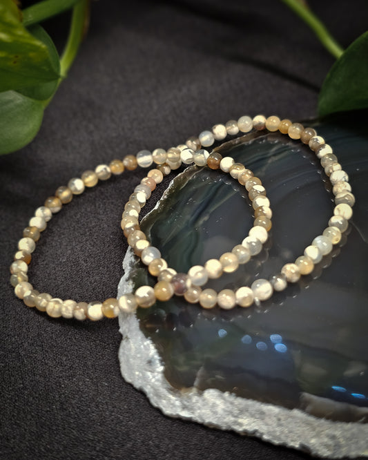 4mm Brown Orca Agate Bead Bracelet