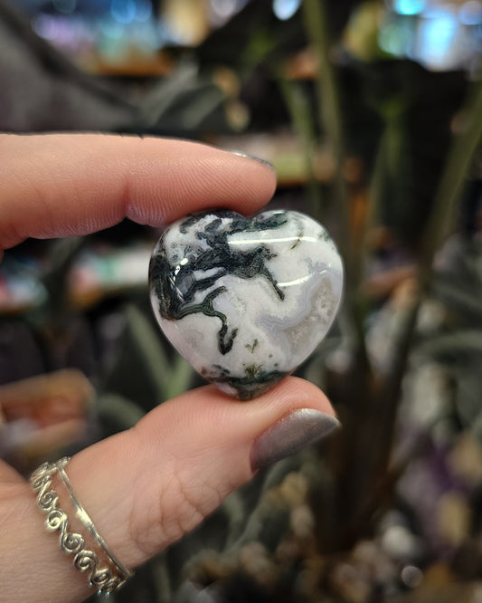 Small Moss Agate Heart