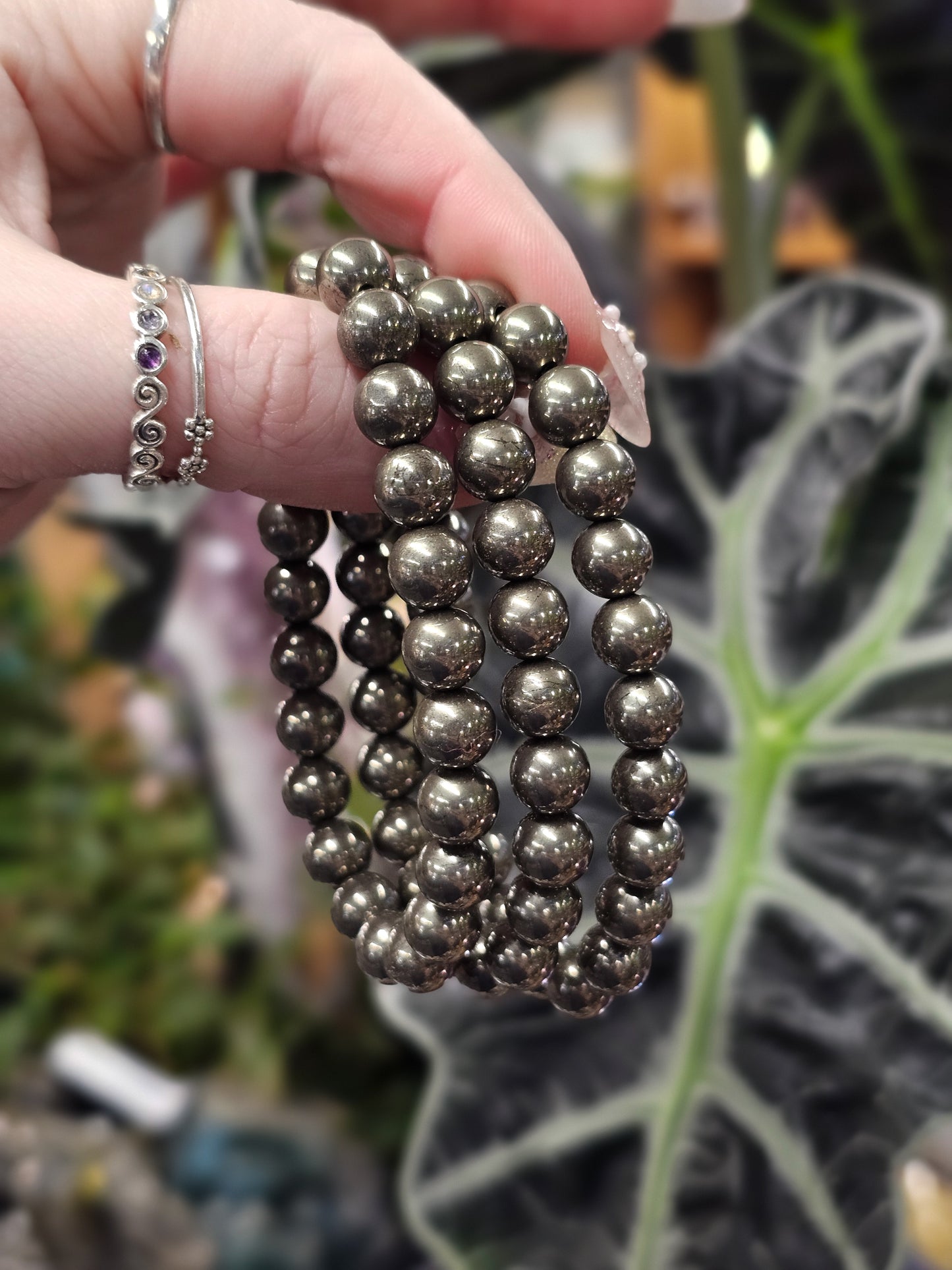 8mm Pyrite Bead Bracelet