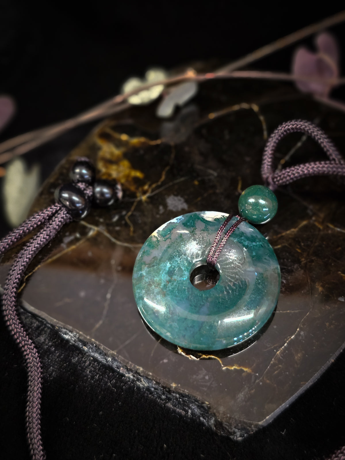 Moss Agate Pi Stone Necklace