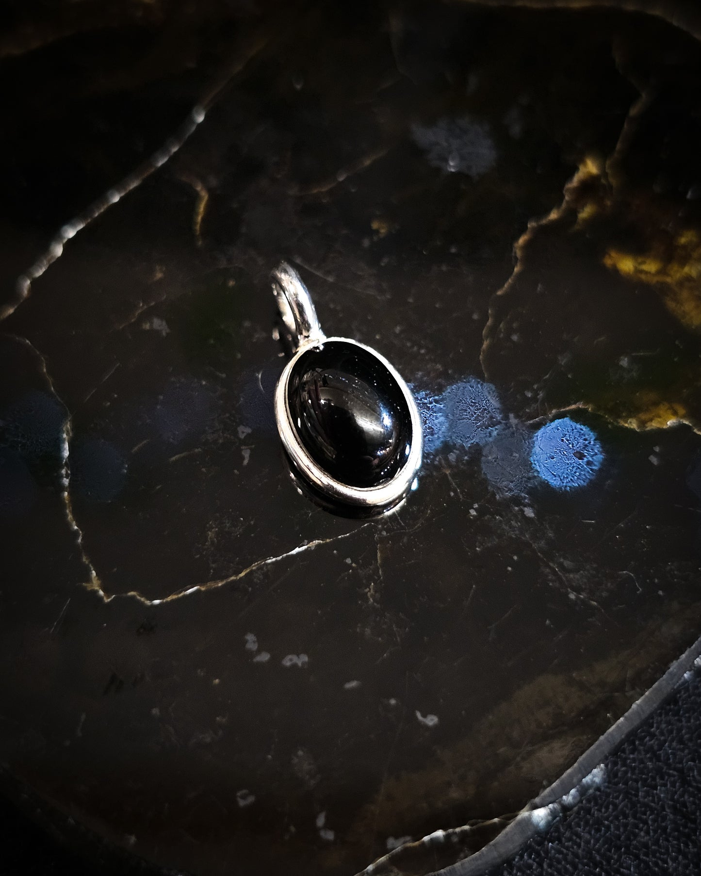 Small Black Onyx Oval Pendant