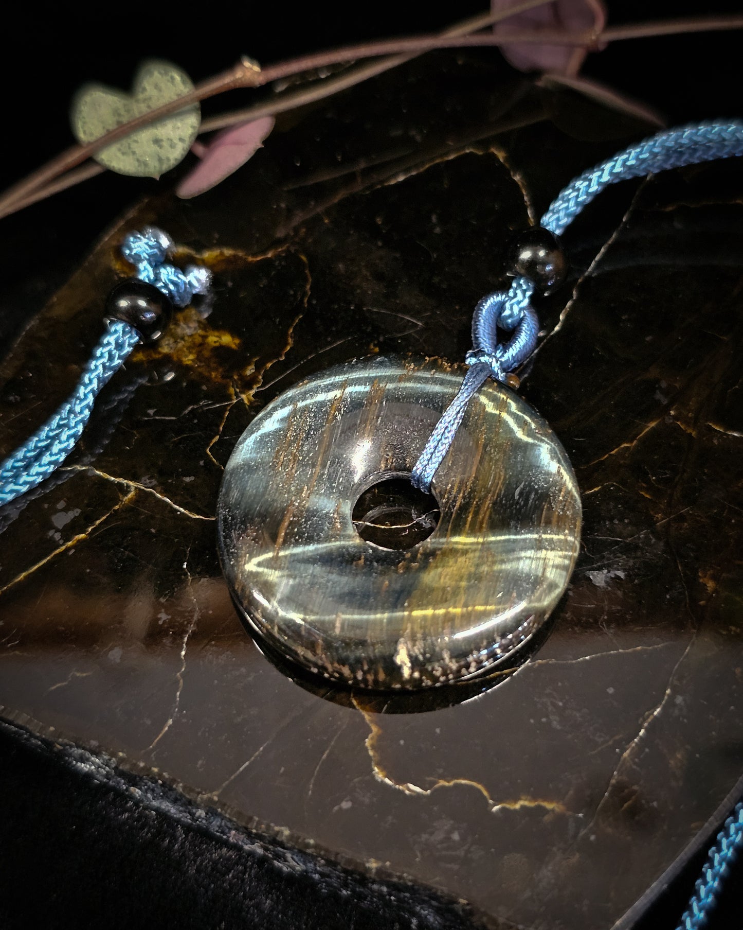 Blue Tiger Eye Pi Stone Necklace