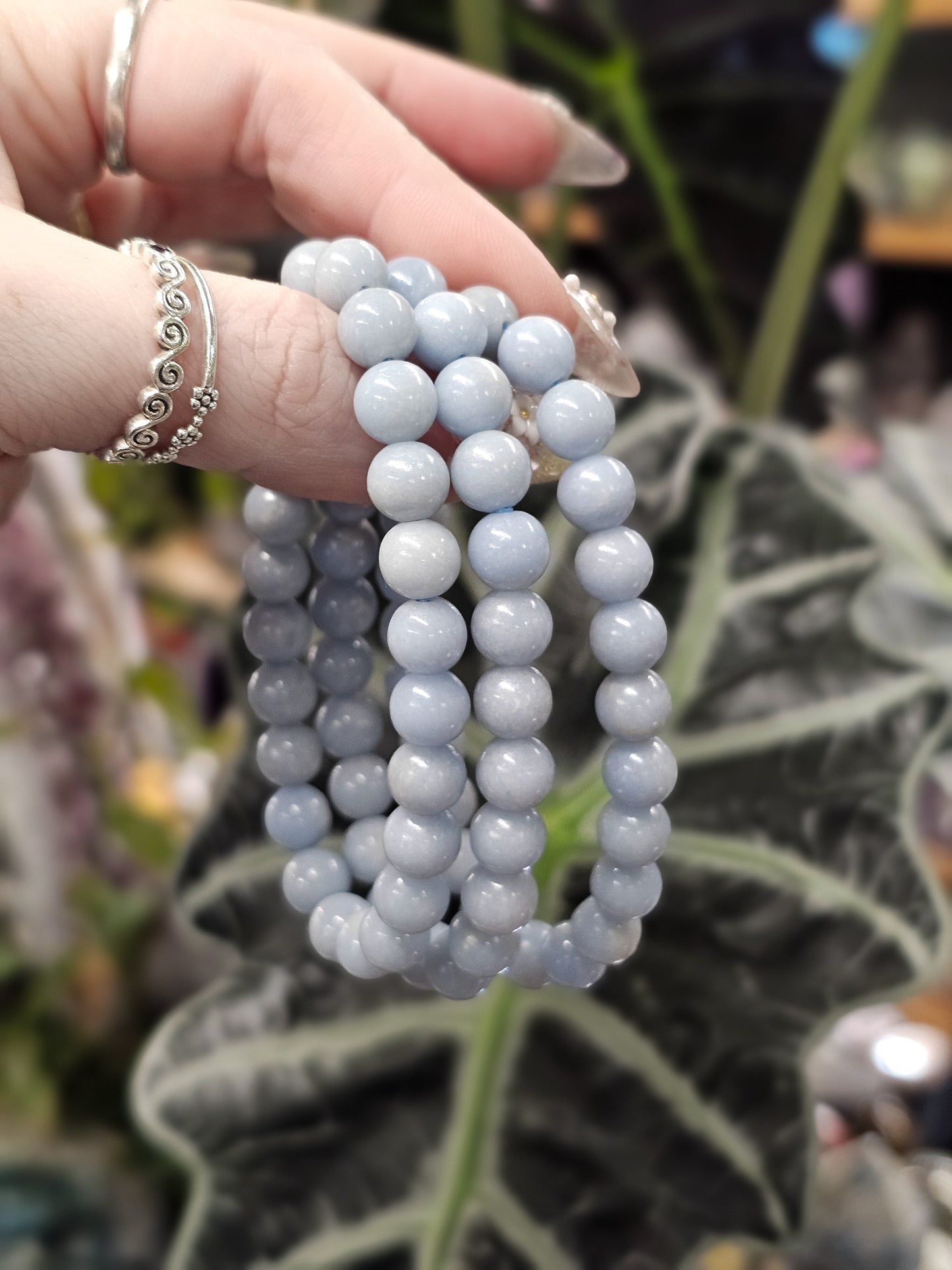 8mm Angelite Bead Bracelet