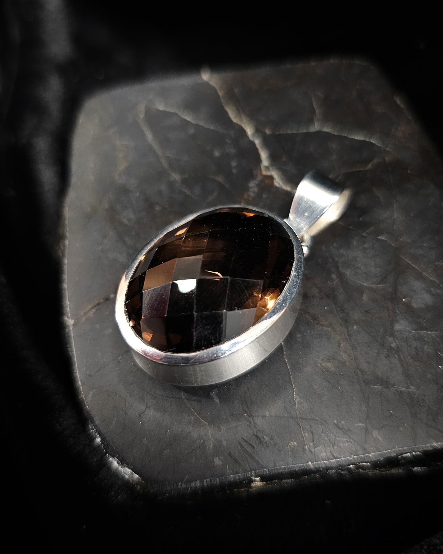 Large Oval Smoky Quartz Pendant