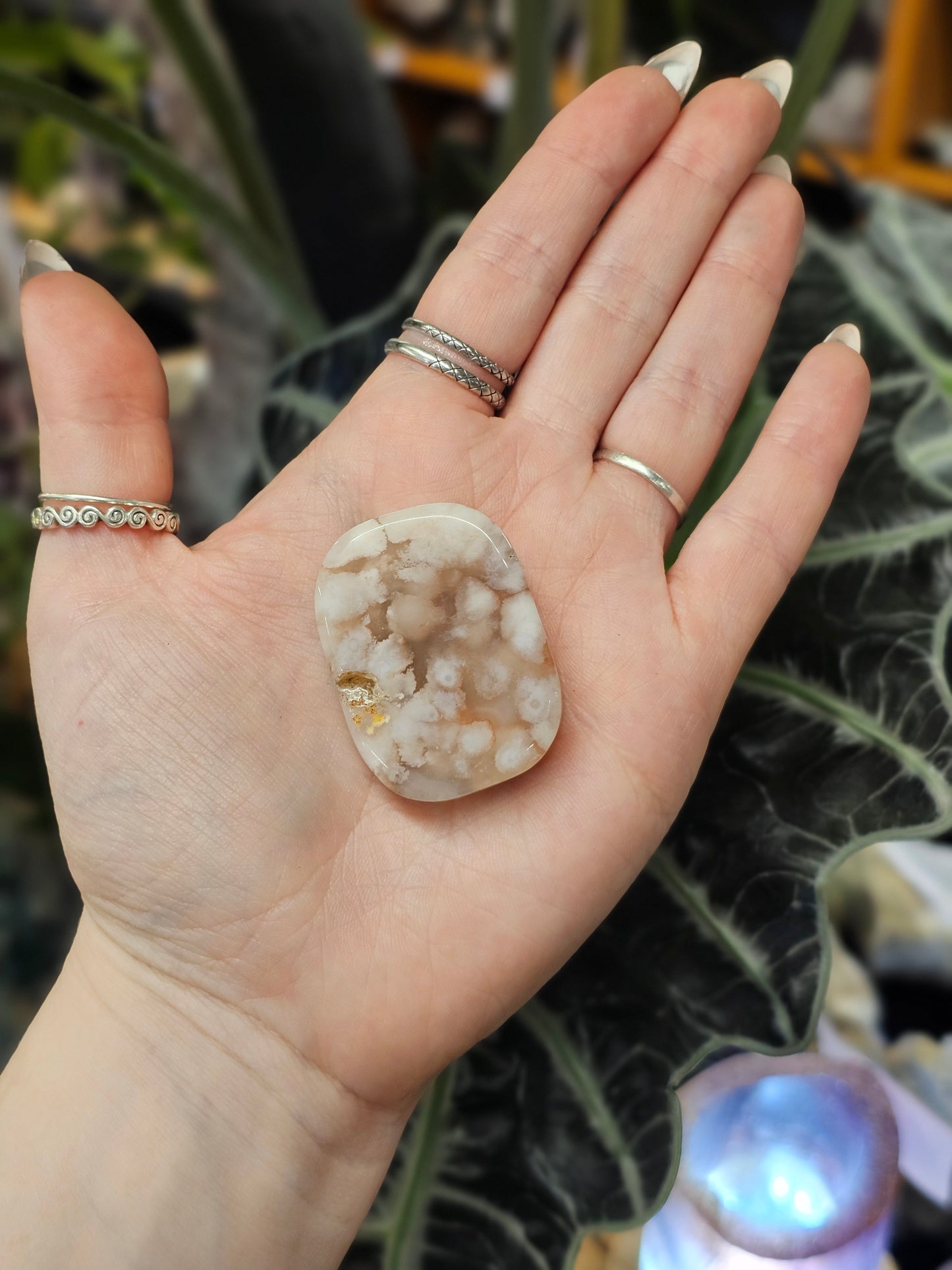 Flower Agate Palmstone #1