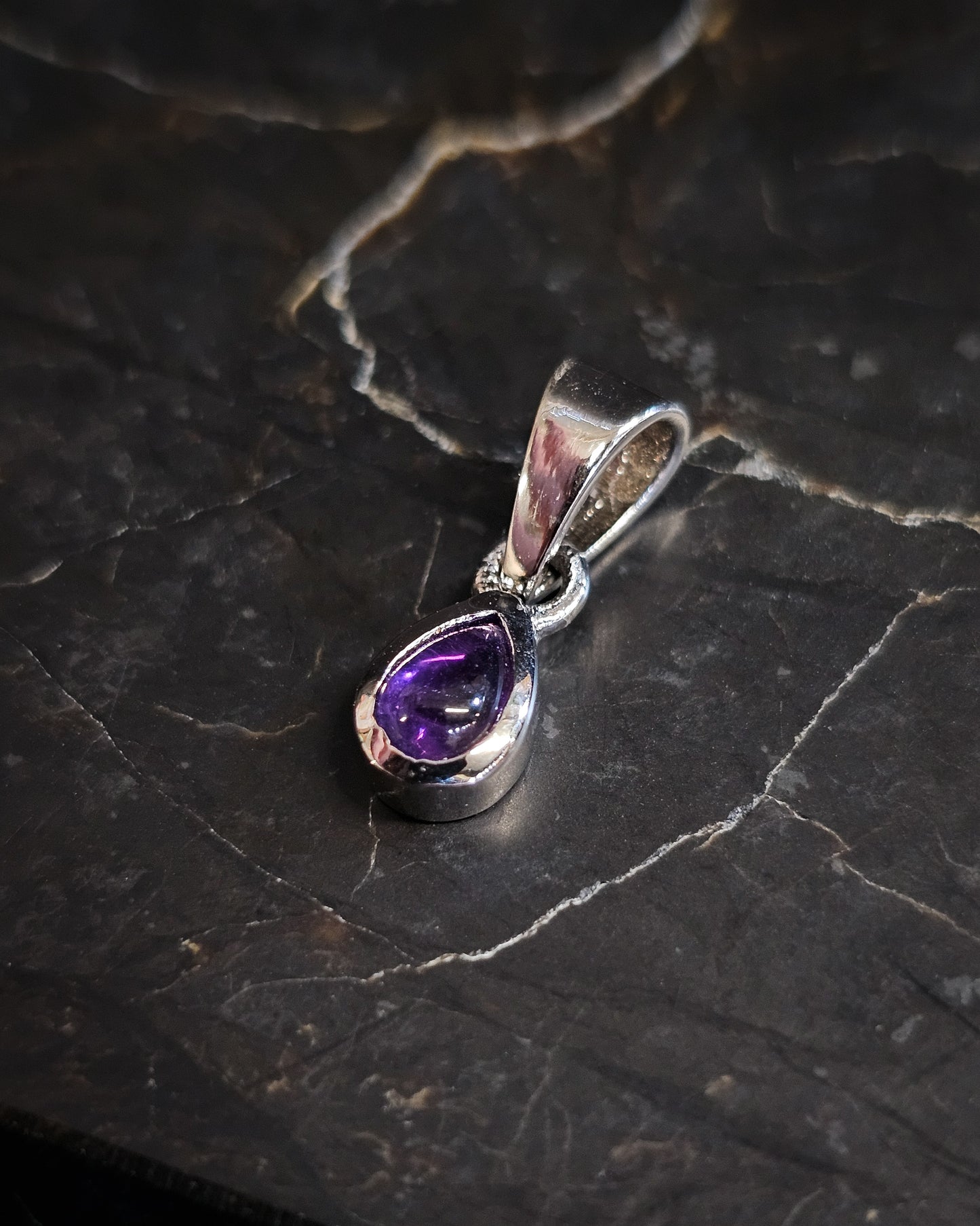 Tiny Amethyst Teardrop Pendant