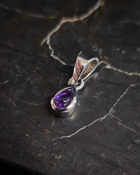 Tiny Amethyst Teardrop Pendant