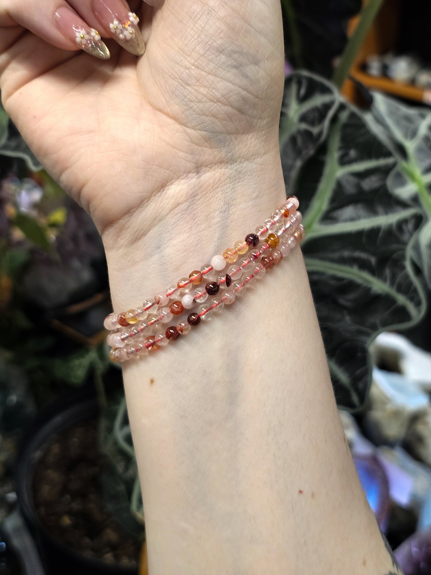 4mm Fire Quartz Bead Bracelet