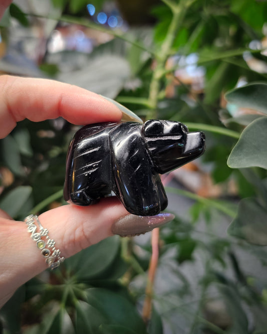 Obsidian Bear Carving