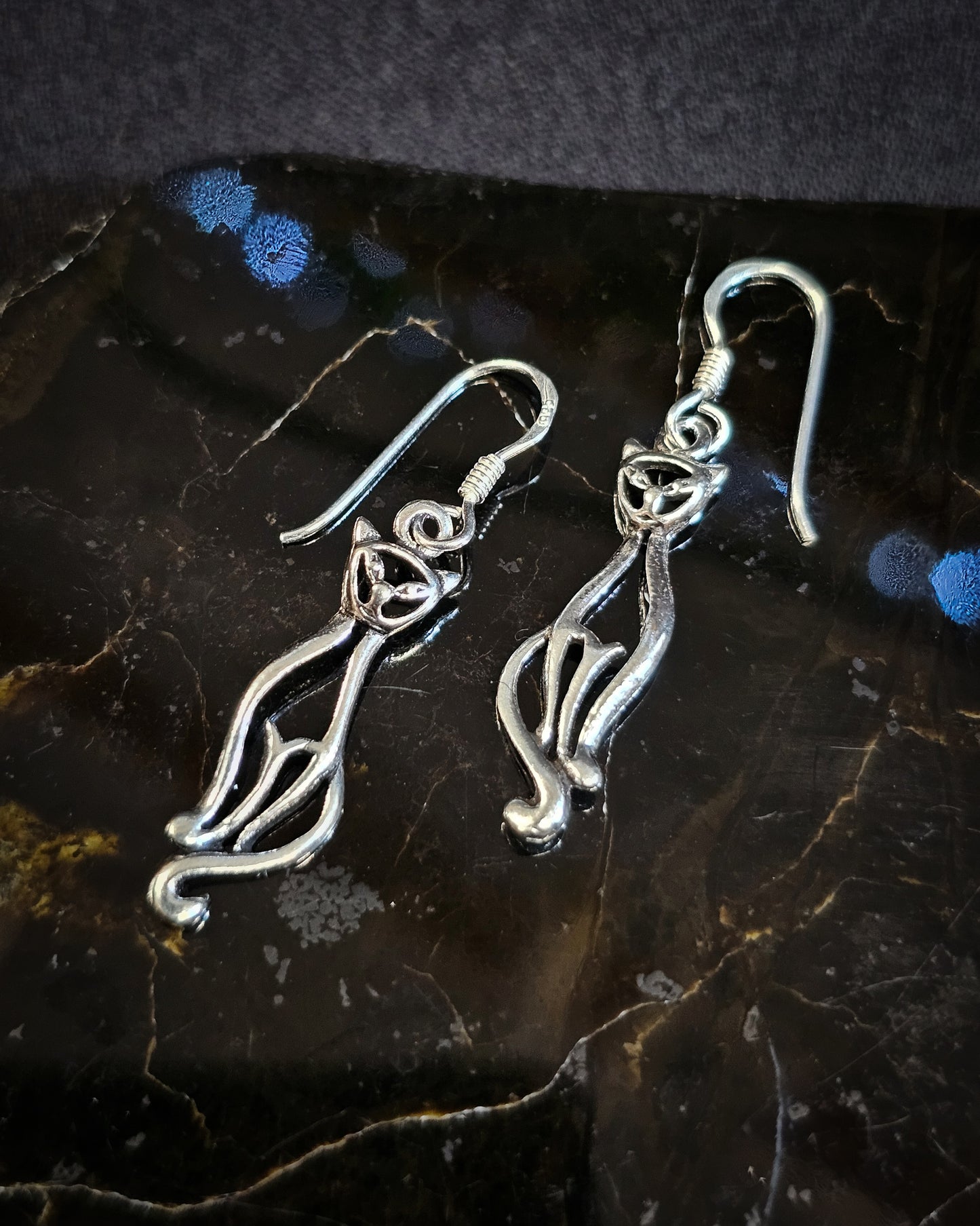Sterling Silver Cat Earrings