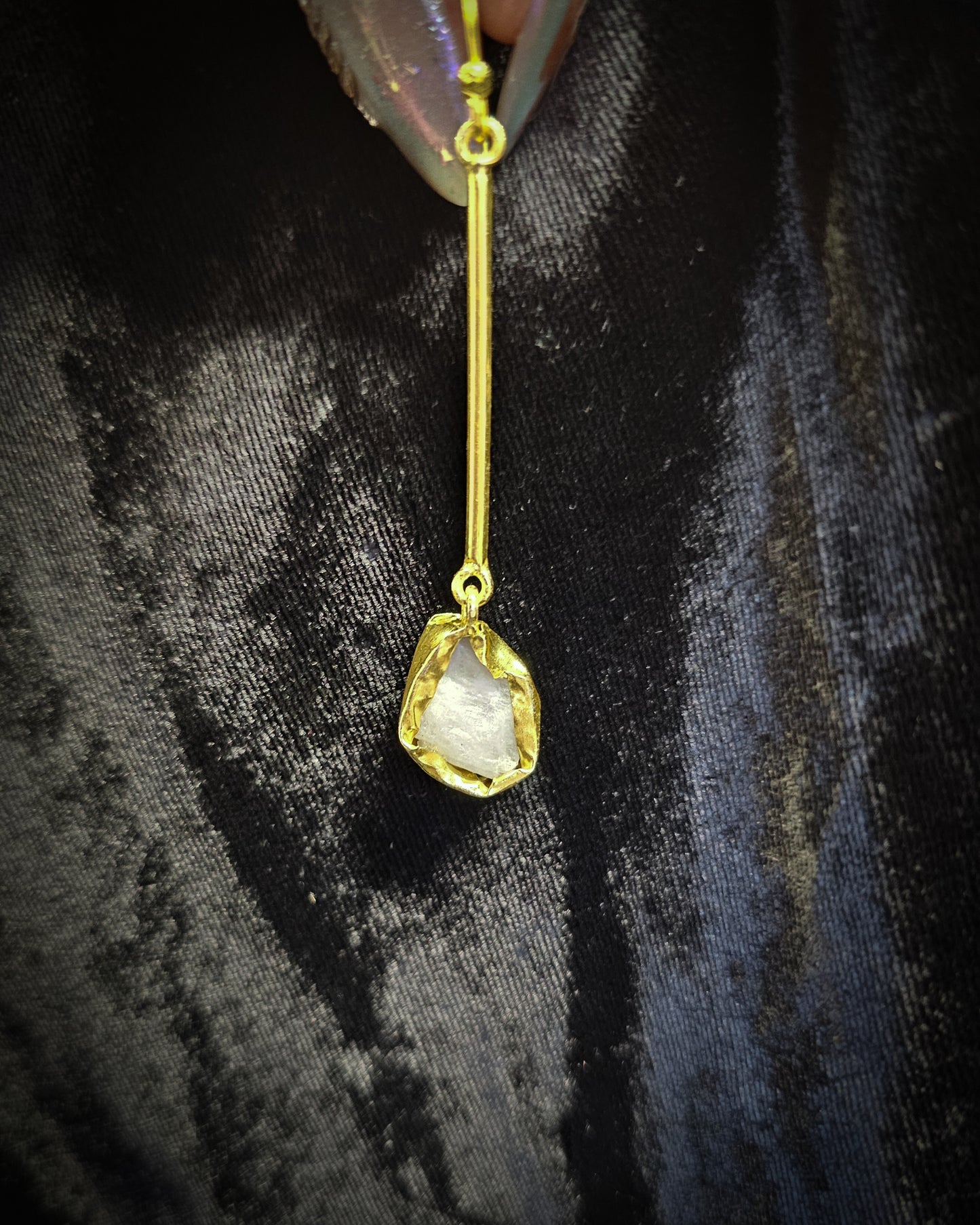 Raw Clear Quartz Long Dangle Earrings