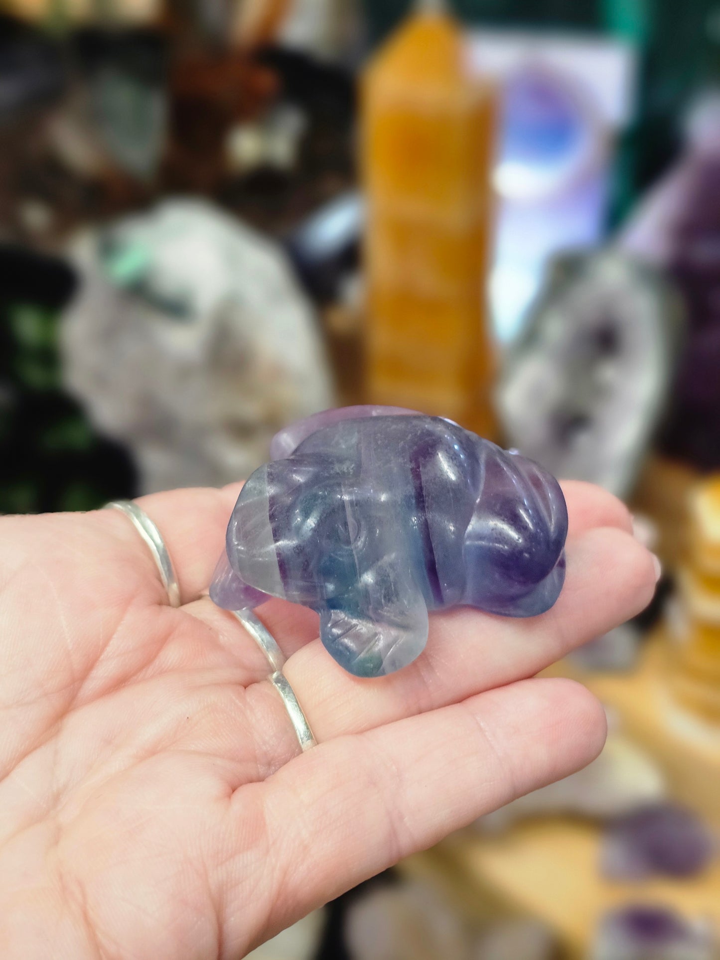 Rainbow Fluorite Frog Carving #2