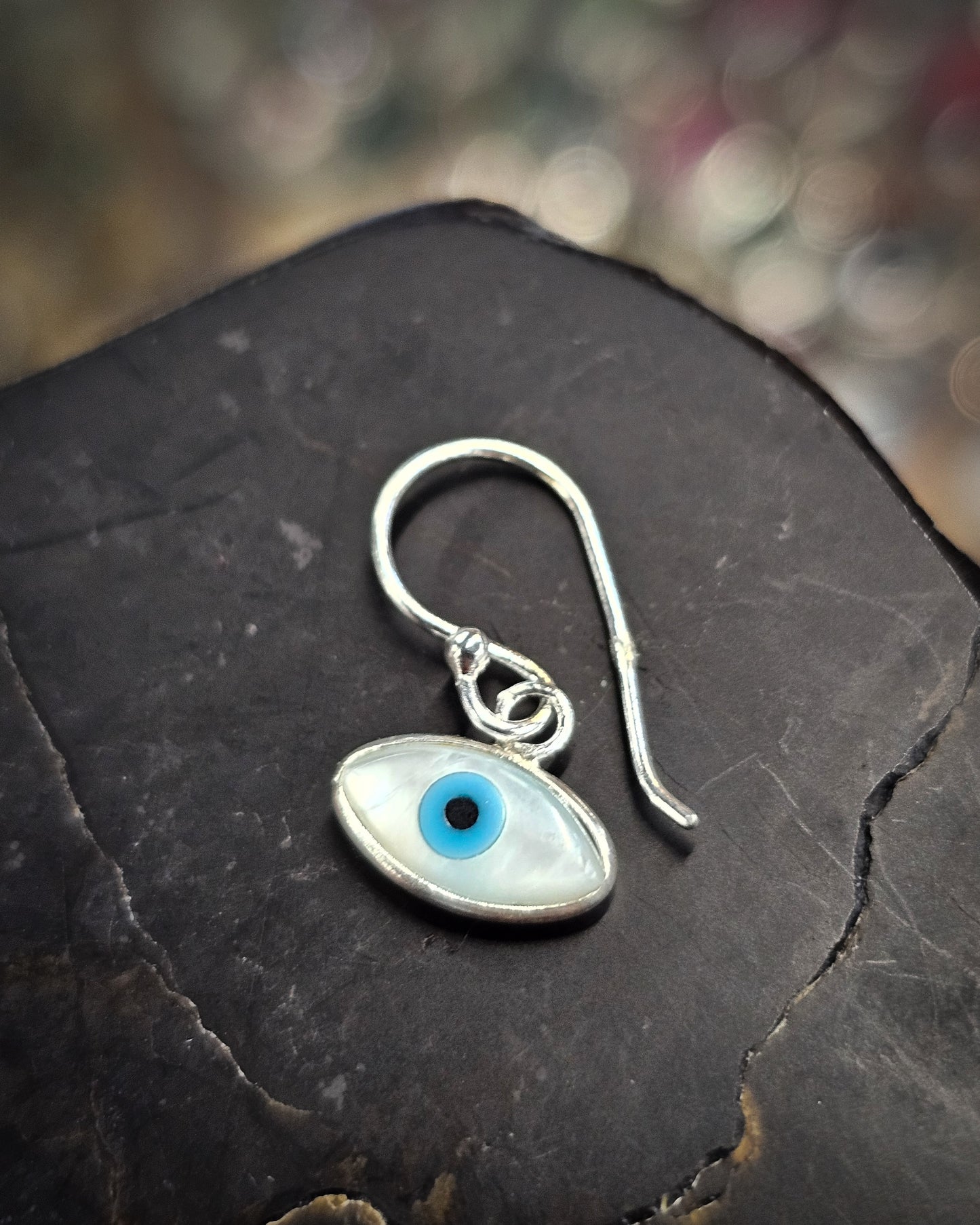 Mother of Pearl Evil Eye Earrings
