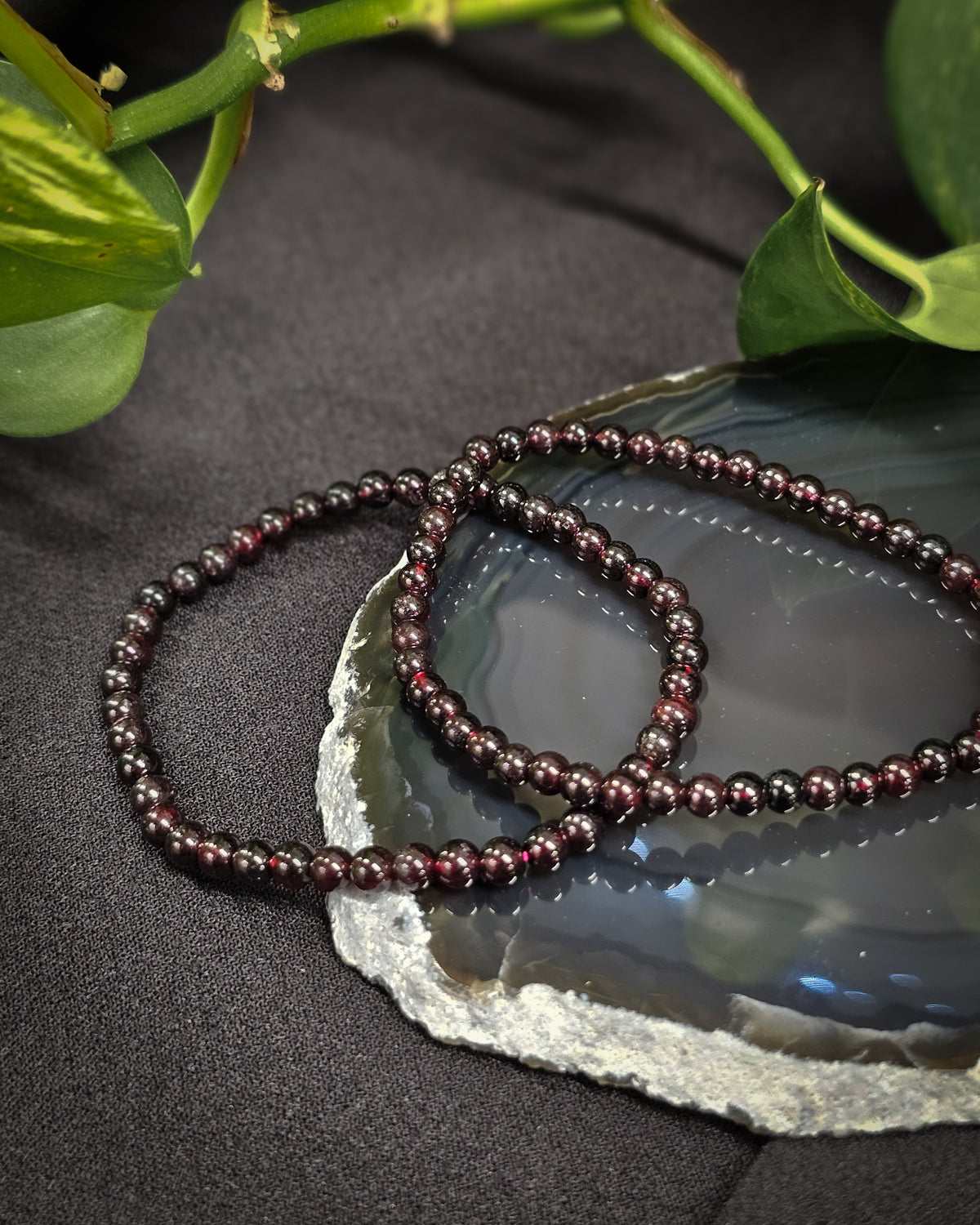 4mm Garnet Bead Bracelet
