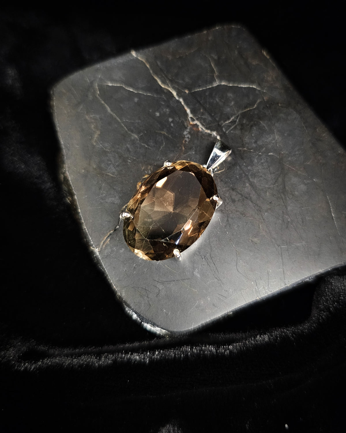 Large Oval Smoky Quartz Pendant