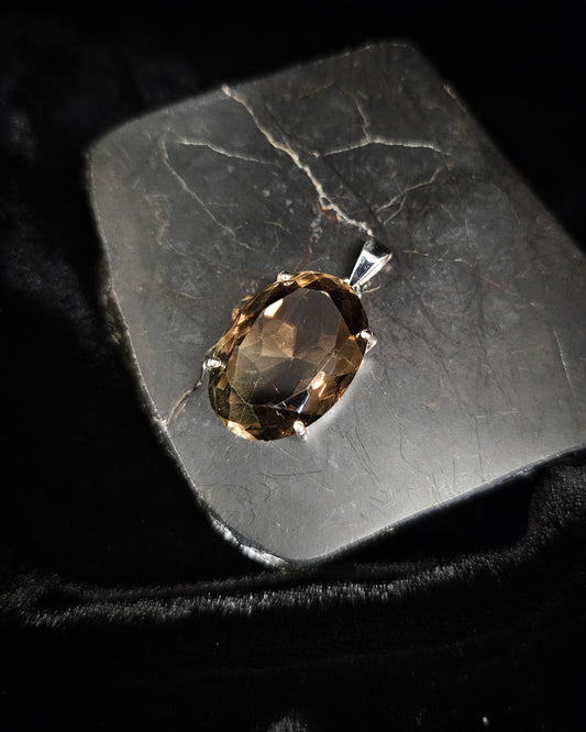 Large Oval Smoky Quartz Pendant