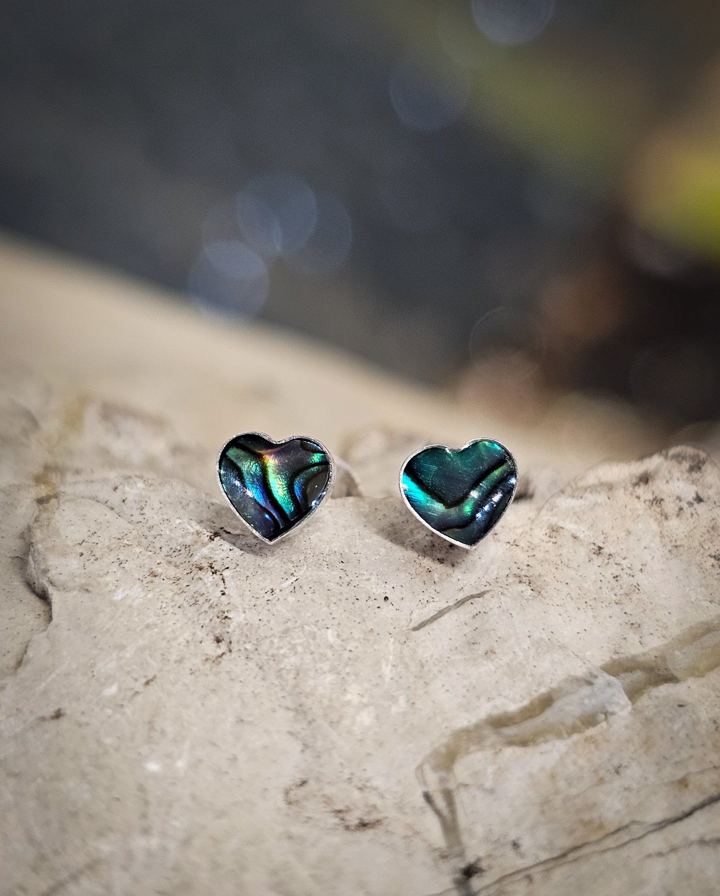 Small Heart Paua Studs