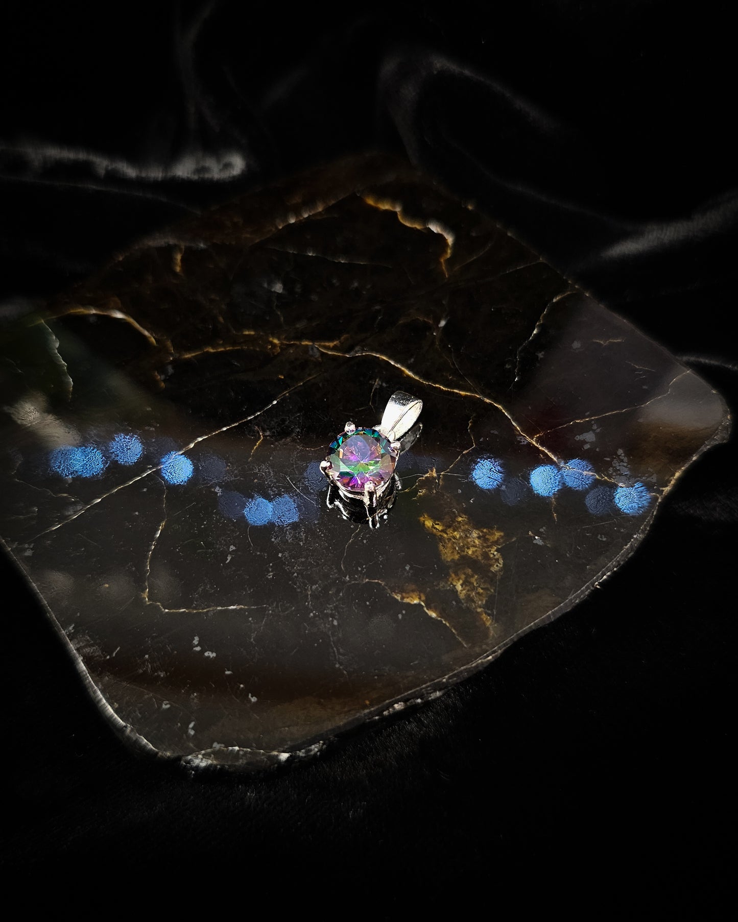 Small Round Mystic Topaz Pendant