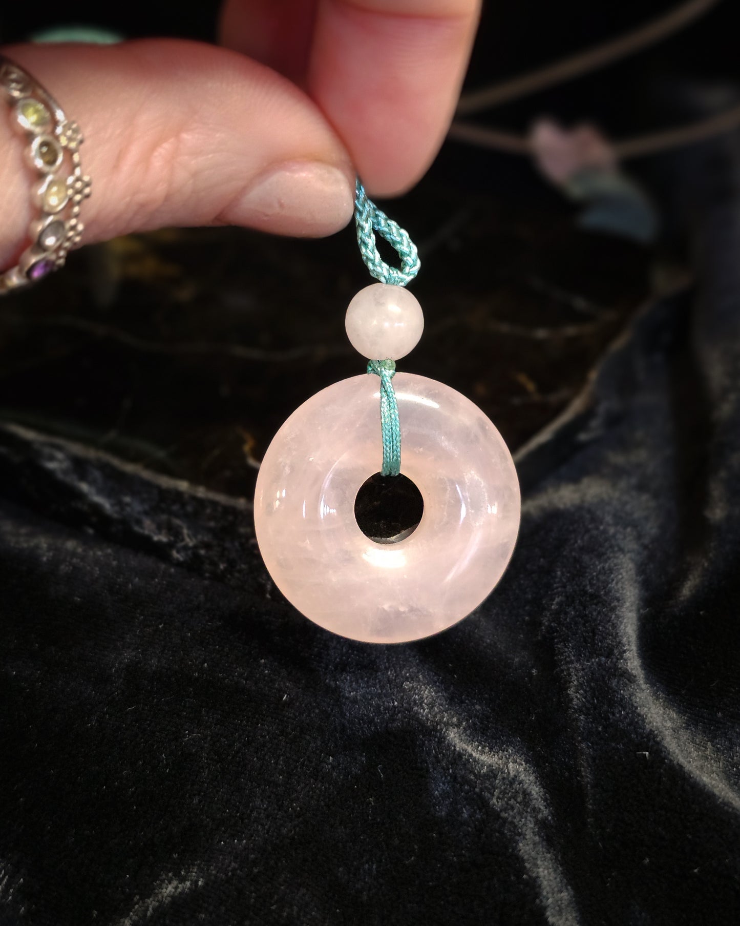 Rose Quartz Pi Stone Necklace