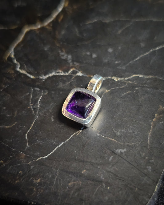 Tiny Amethyst Square Pendant