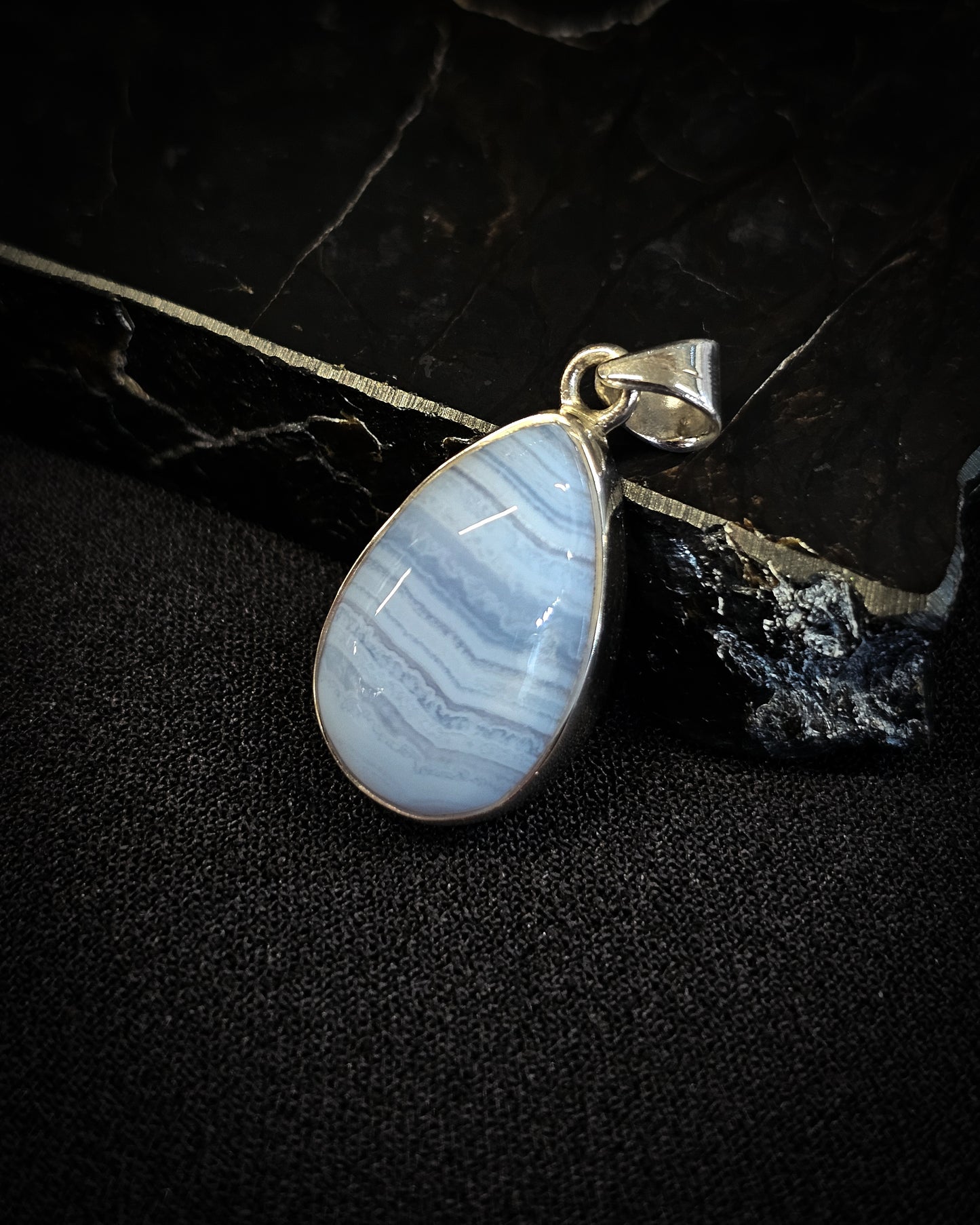 Blue Lace Agate Teardrop Pendant