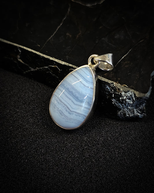 Blue Lace Agate Teardrop Pendant