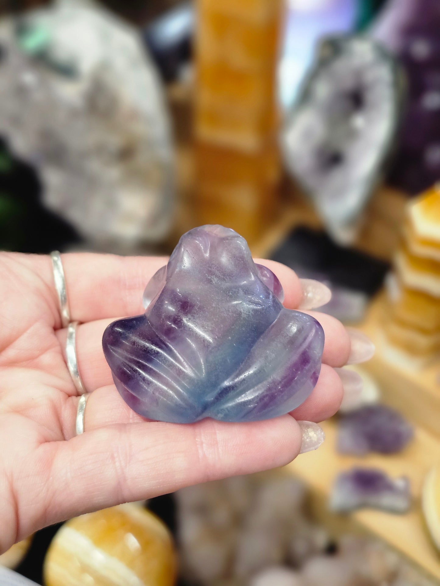 Rainbow Fluorite Frog Carving #2
