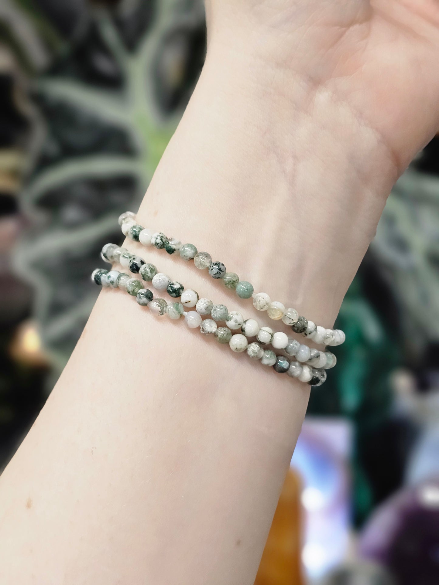 4mm Moss Agate Bead Bracelet