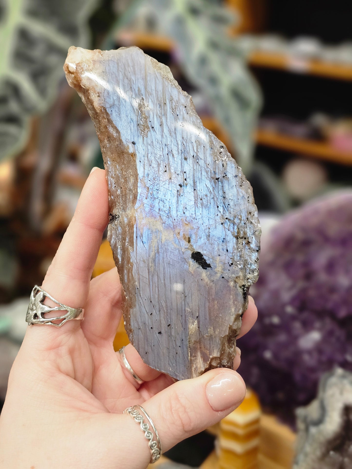 Belomorite Moonstone with Sunstone slab