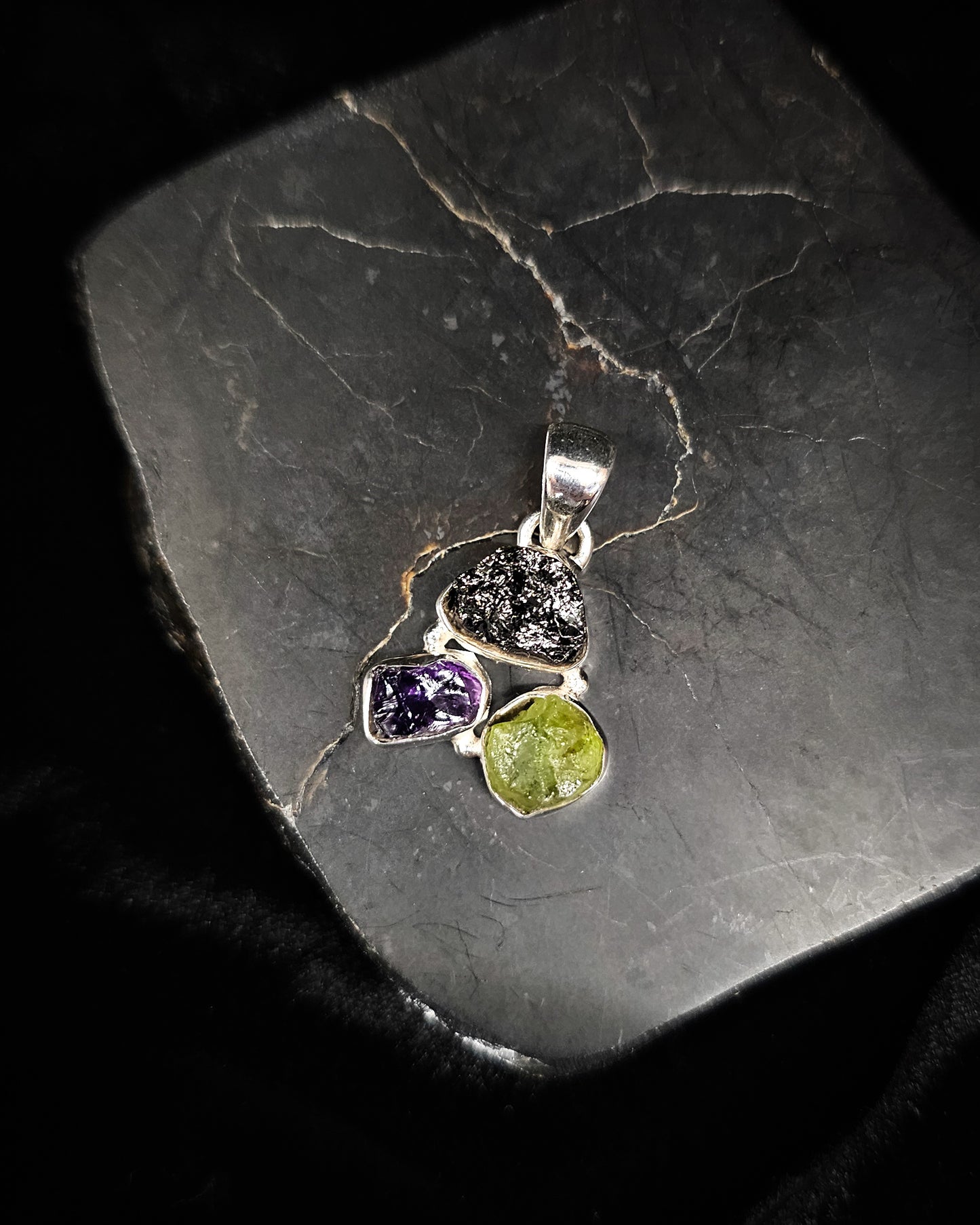 Mixed Raw Gemstone Pendant