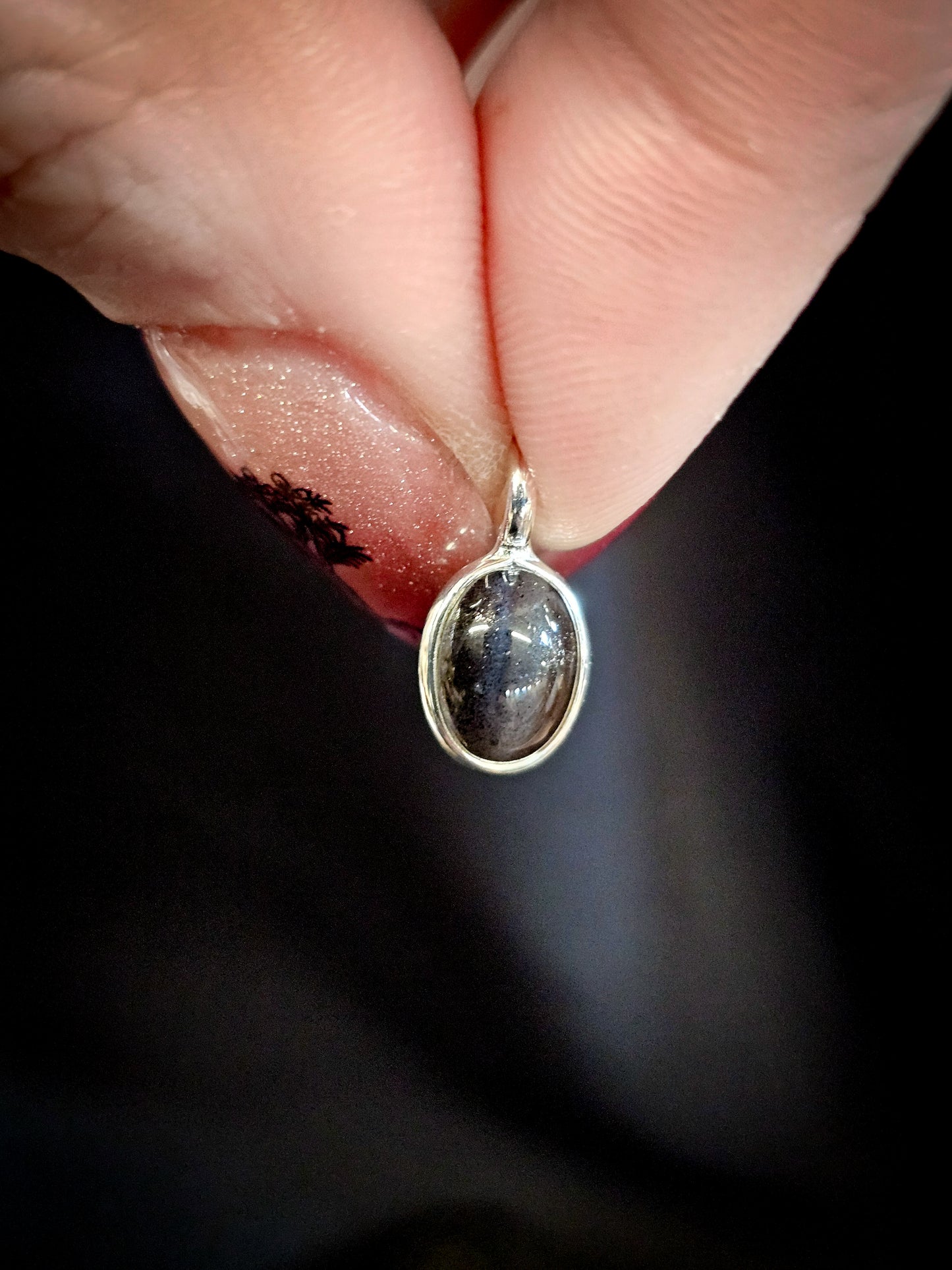 Small Black Cat’s Eye Oval Pendant