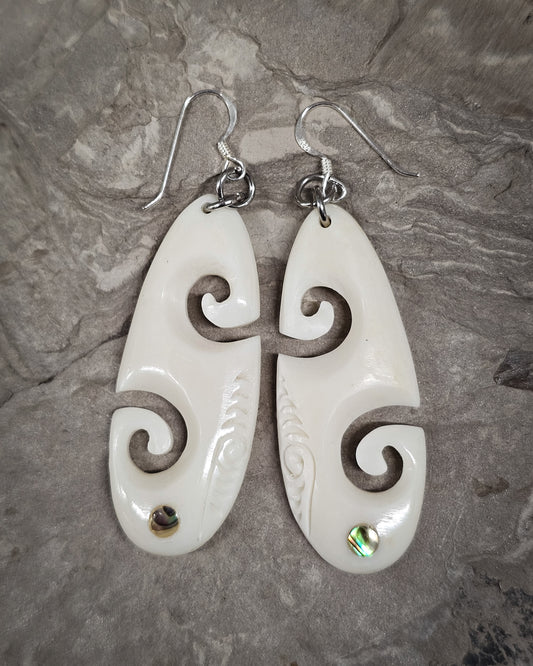 Roimata/Koru Bone Carving Earrings