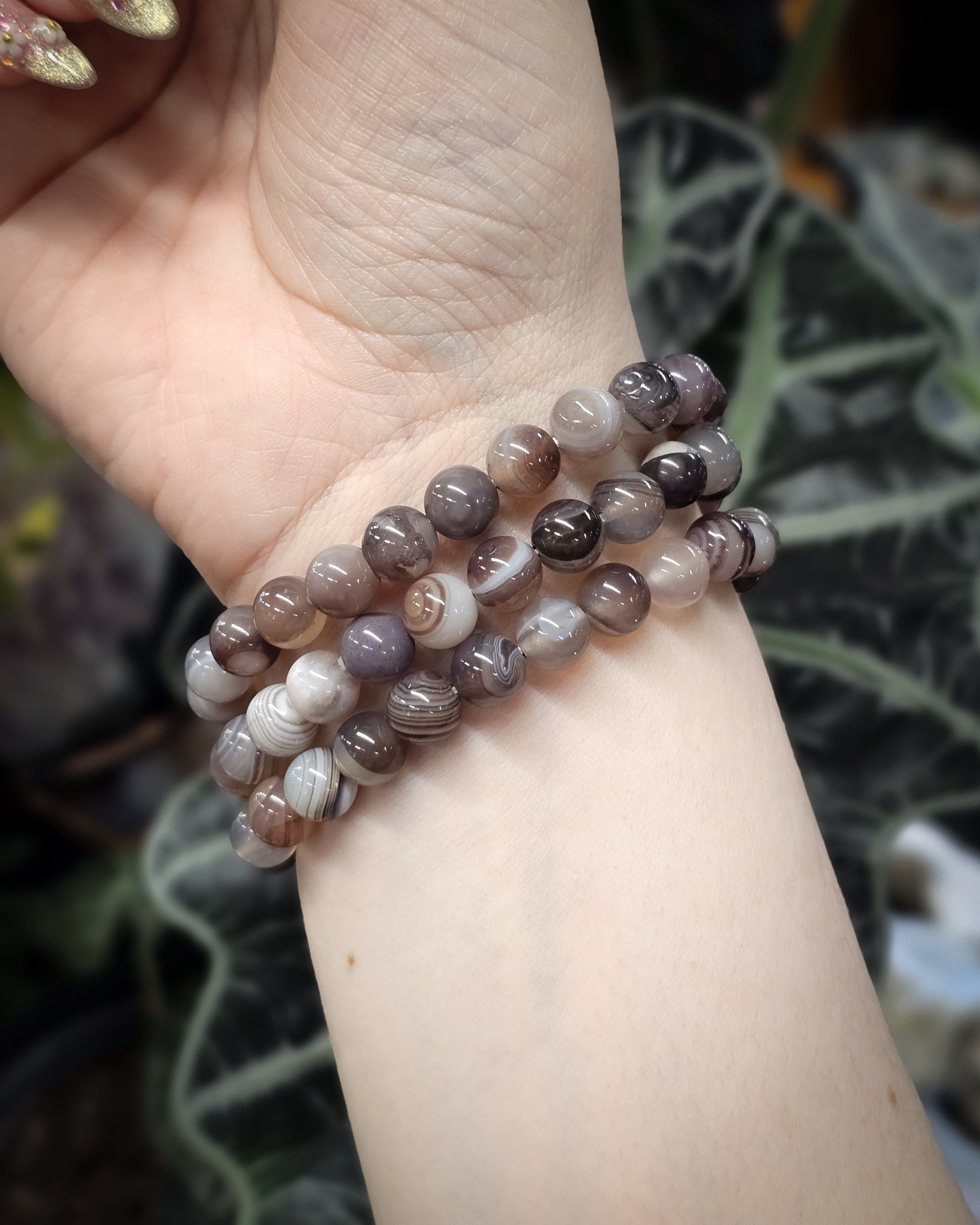 8mm Botswana Agate Bead Bracelet