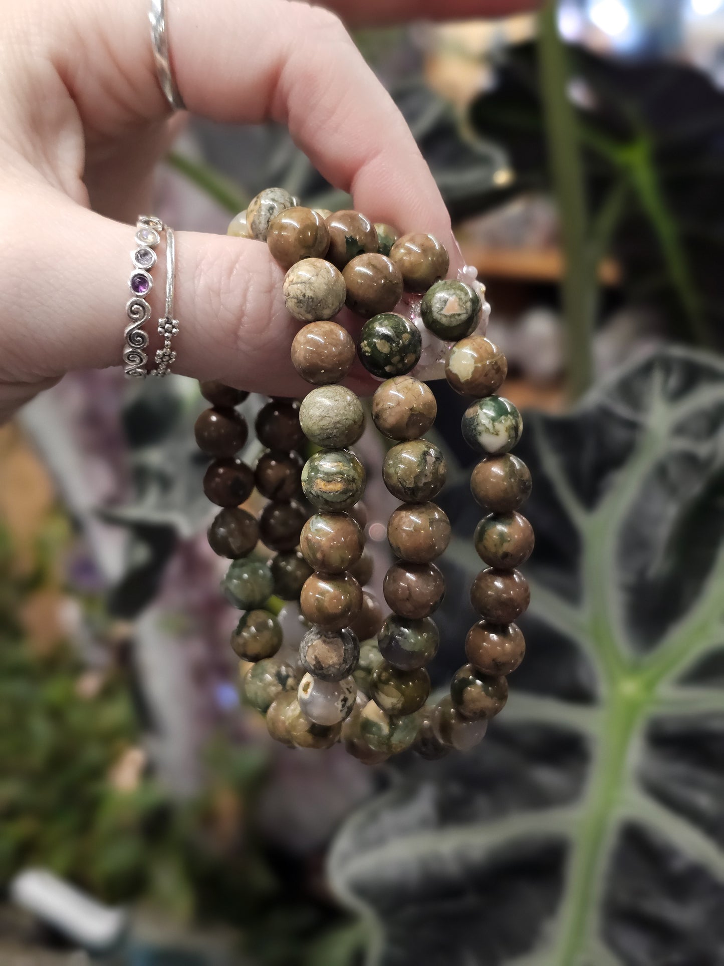 8mm Rainforest Jasper (Rhyolite) Bead Bracelet