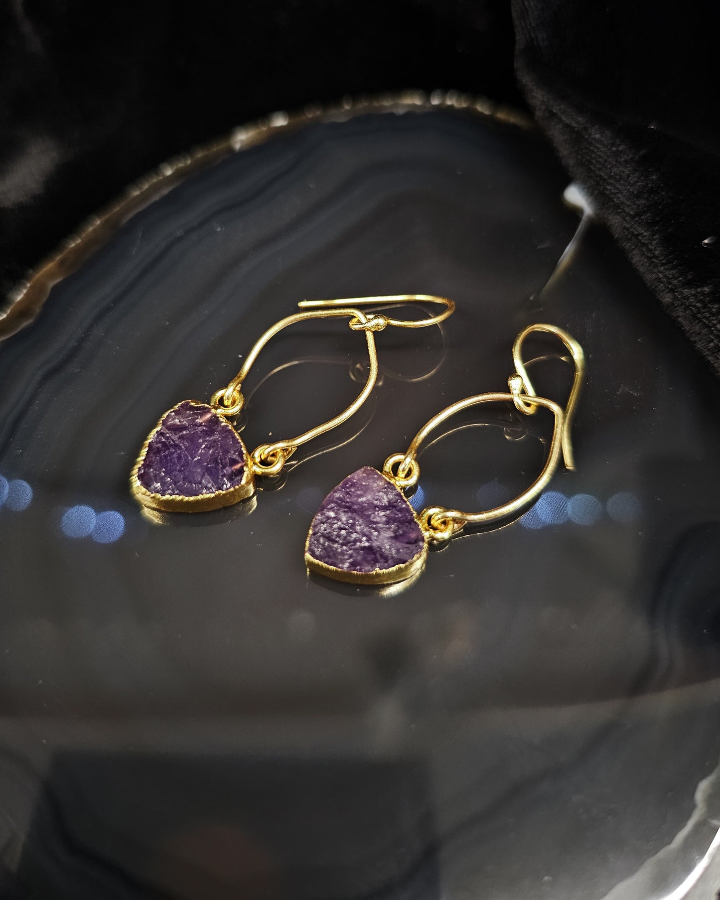 Raw Amethyst Drop Earrings