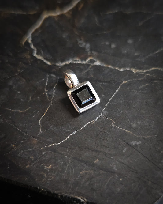 Tiny Onyx Square Pendant