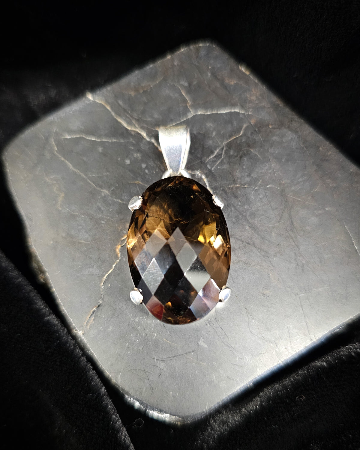 Large Oval Smoky Quartz Pendant