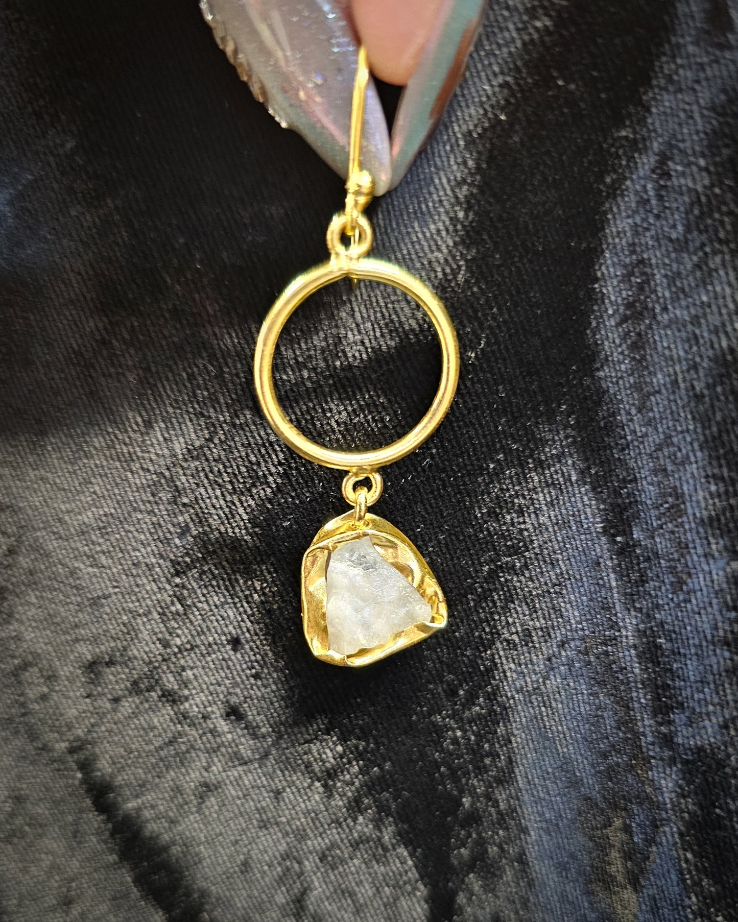 Raw Clear Quartz Dangle Earring