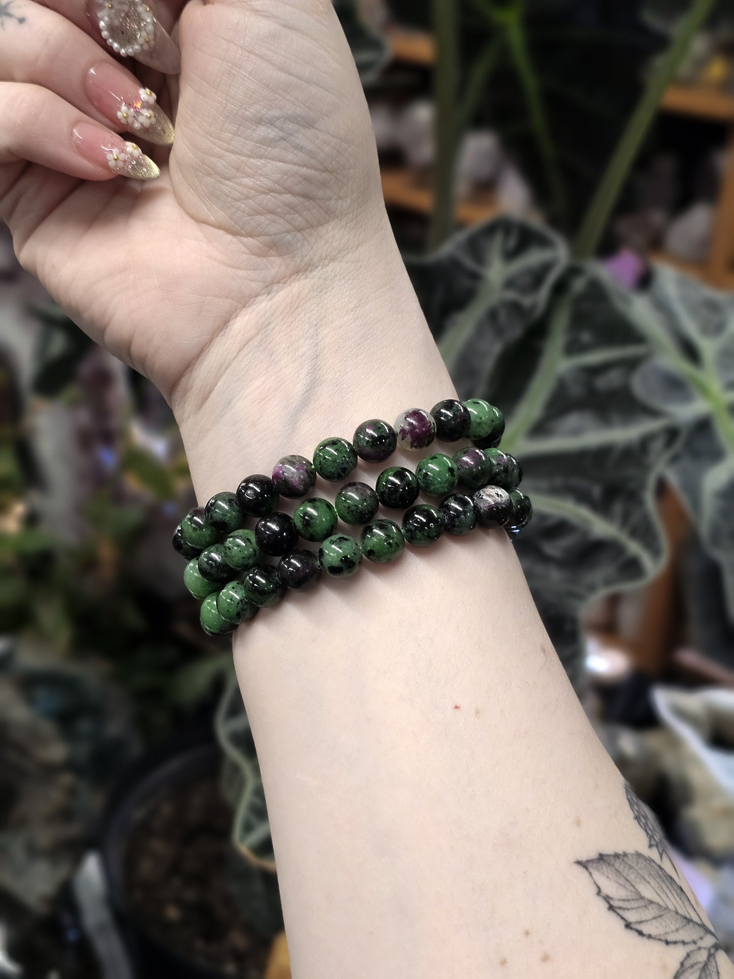 8mm Ruby Zoisite Bead Bracelet