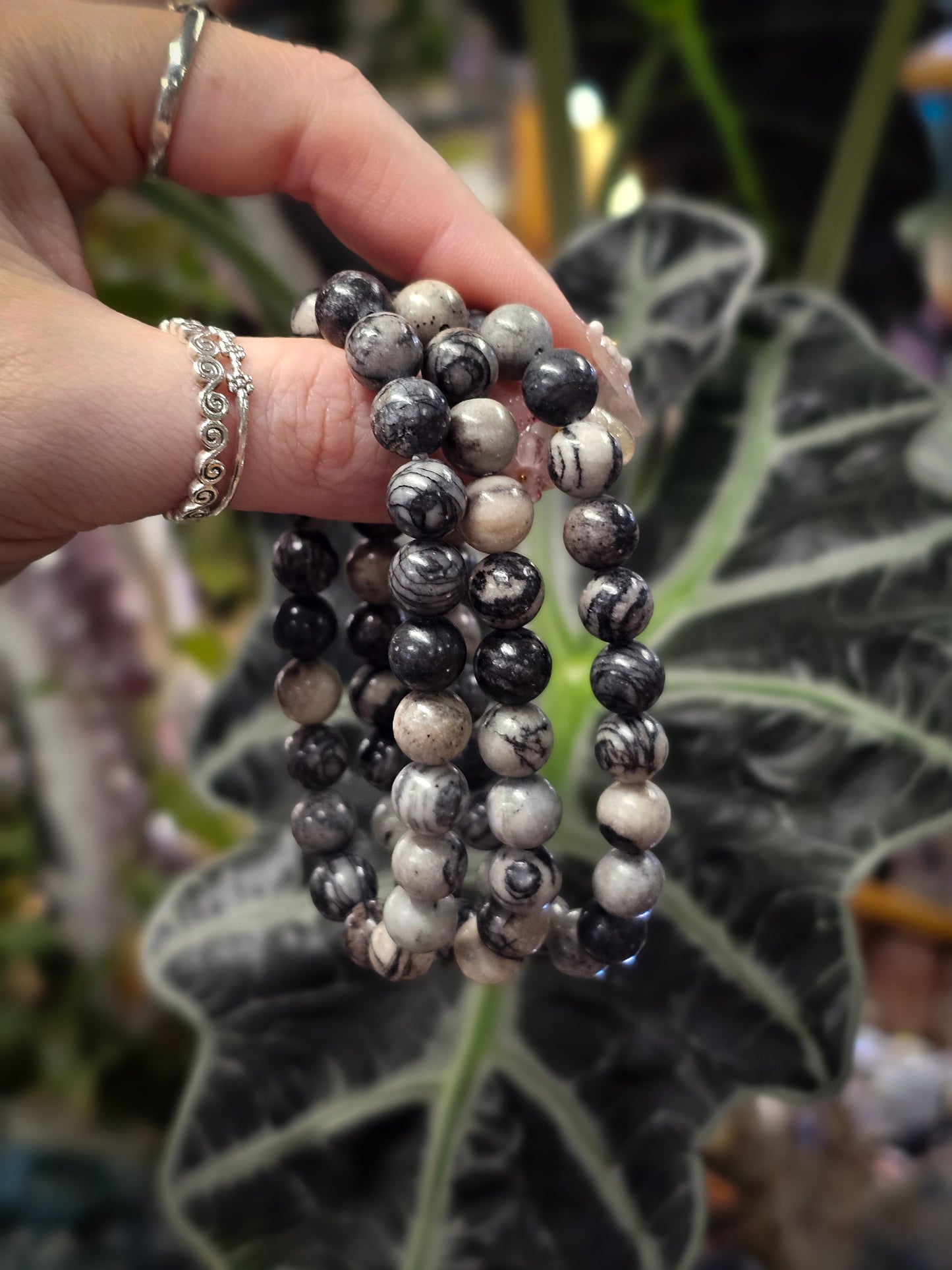 8mm Spiderweb Jasper Bead Bracelet
