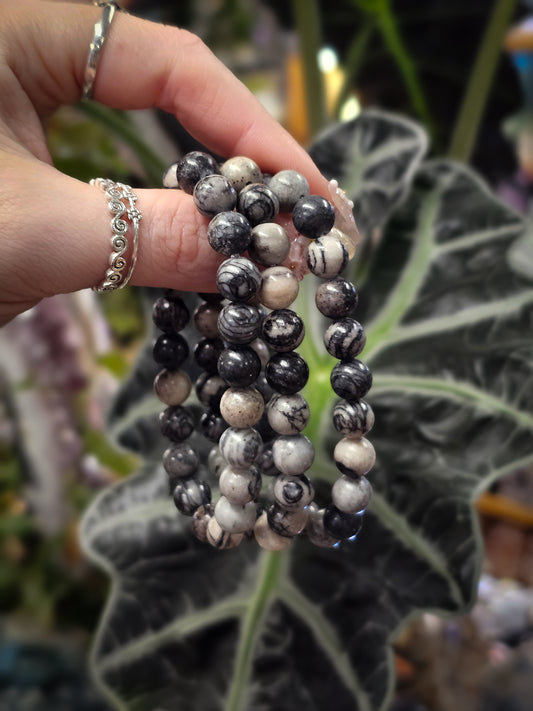 8mm Spiderweb Jasper Bead Bracelet