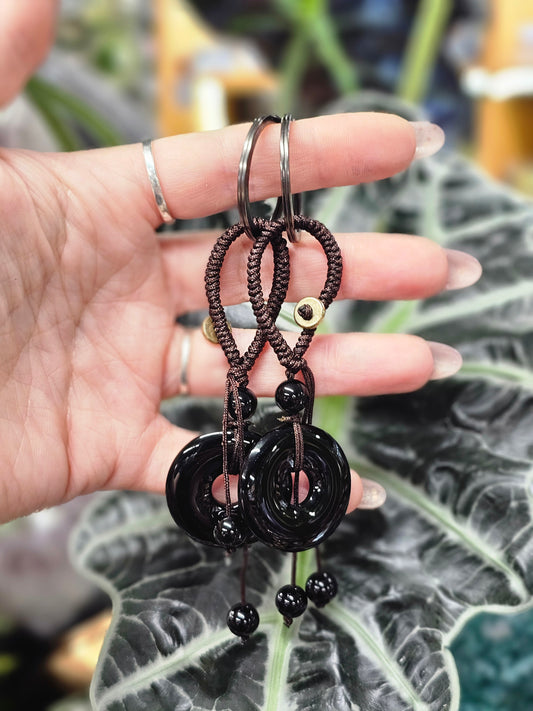Obsidian Pi Stone Keyring