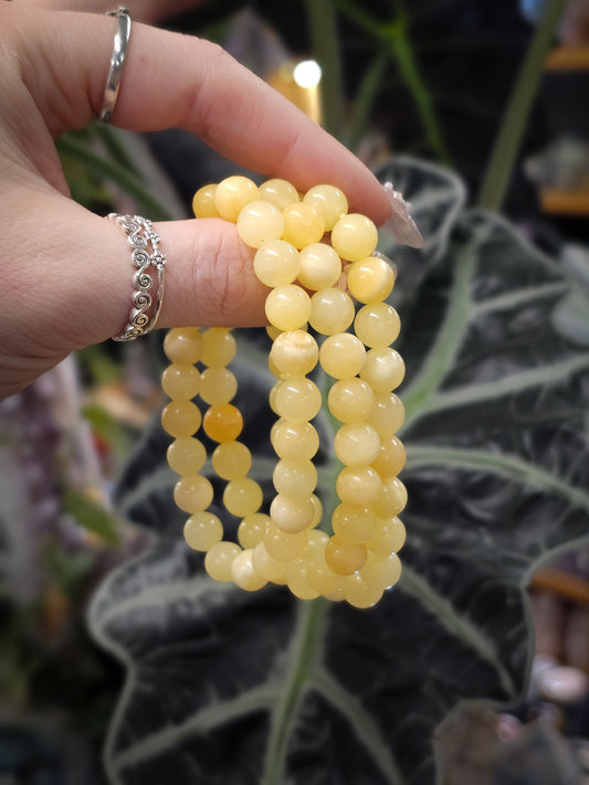 8mm Yellow Calcite Bead Bracelet